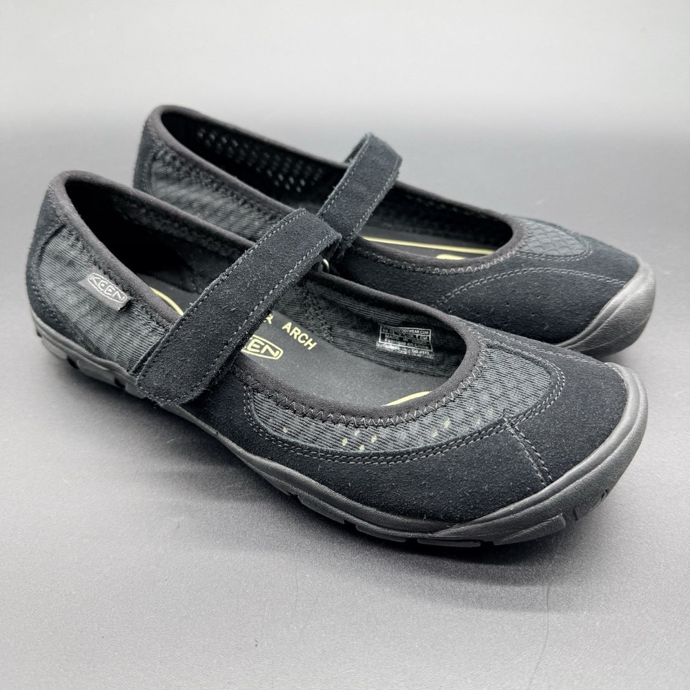 KEEN Contour Arch Mary Jane Shoes Womens 9 Black Suede Walking Comfort Flats